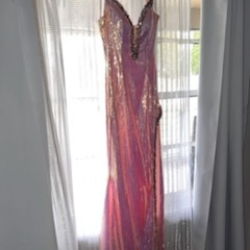 Glamorous Pink Sequin Evening Dress